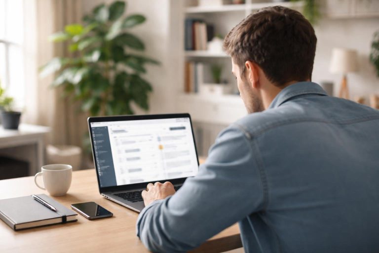 bureau-moderne-ordinateur-personne-plante