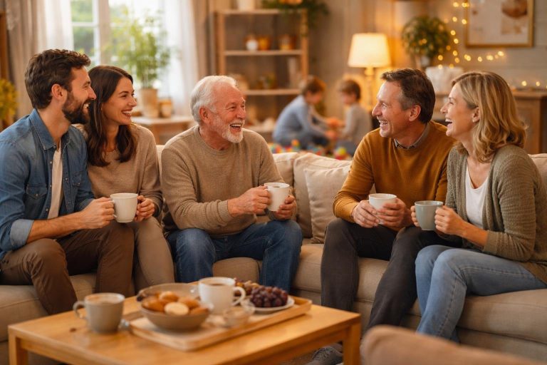 famille-generations-salon-enfants-arriere-plan