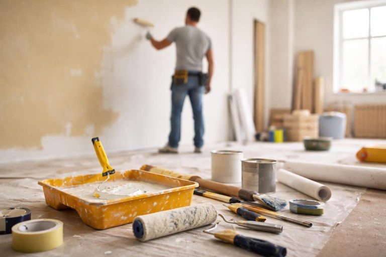 chantier-renovation-mur-peinture-outils