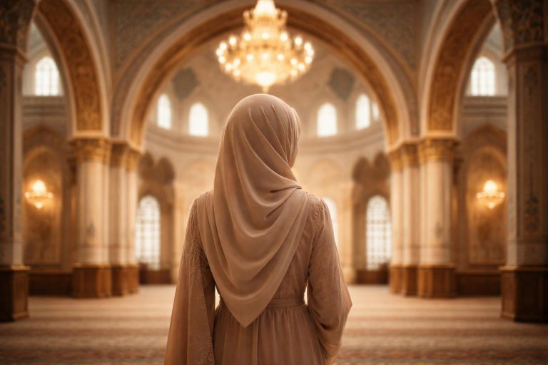 femme-voile-mosquee-interieur-ornements