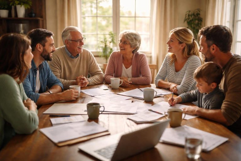 famille-reunion-table-bois-lumiere